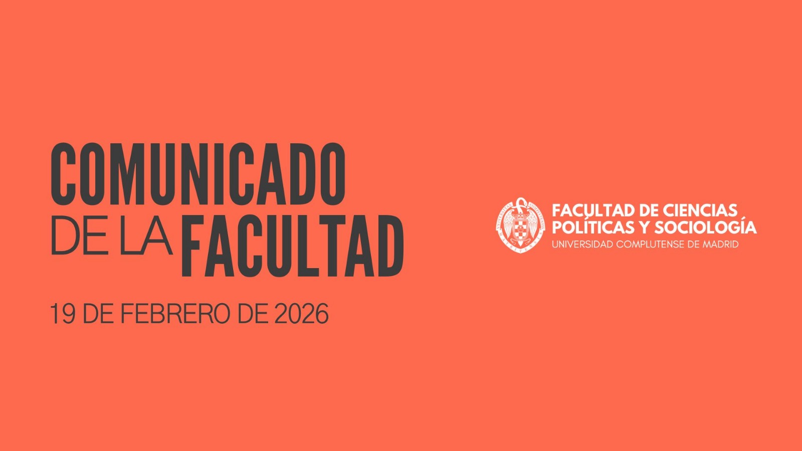 Comunicado de la Facultad sobre el Plan Económico Financiero 